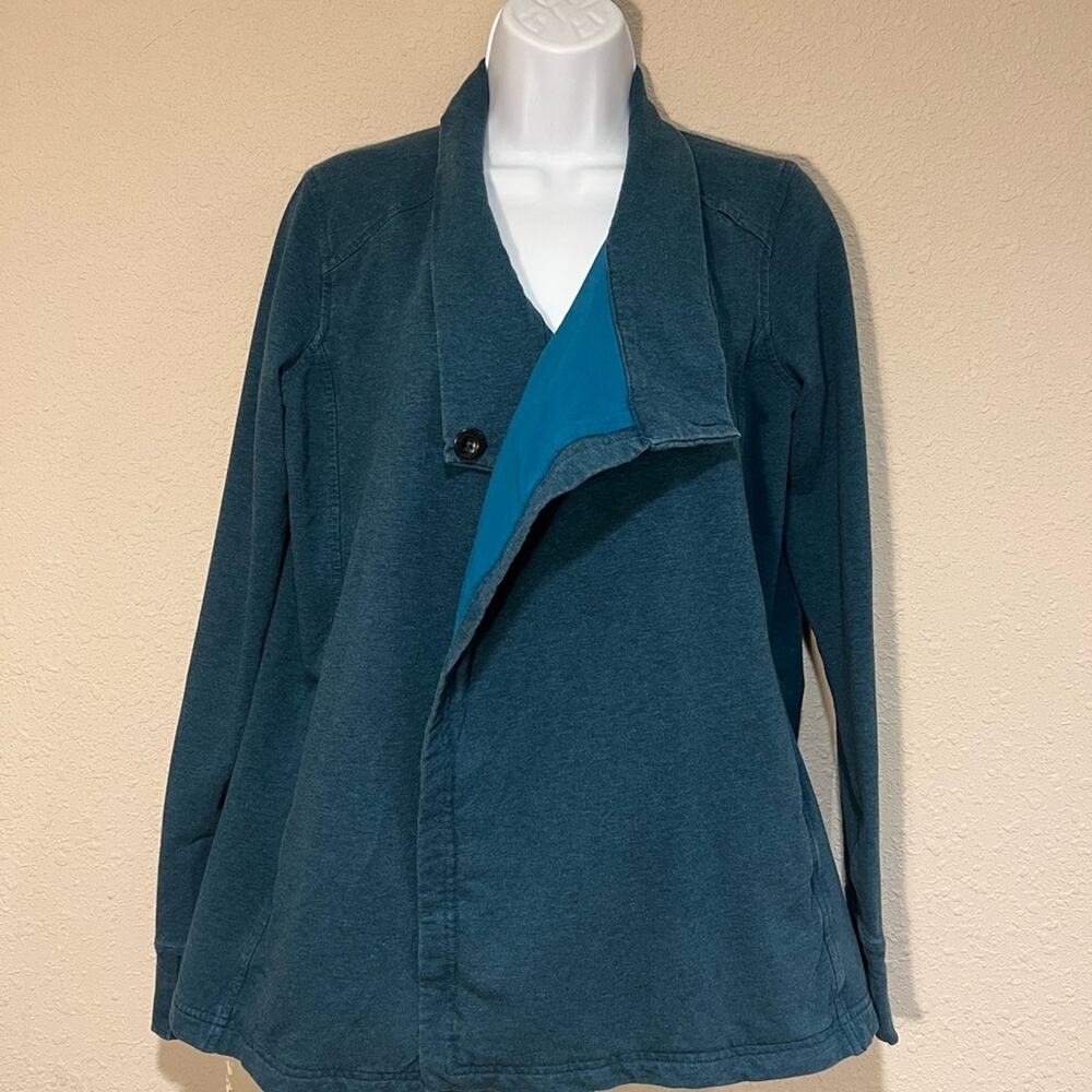Lululemon Dark Teal Wrap Jacket Size 8 Athletic Blazer Yoga Travel - Picture 2 of 8